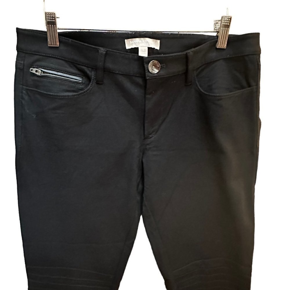 Banana Republic Sloan Pants Flat Front Skinny Tapered Ankle Stretch Blac… - Picture 3 of 9